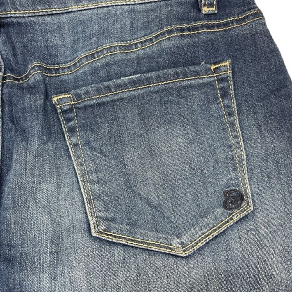 Indigo Rein 7 Blue Denim Mini Skirt Button Front Raw Hem Y2K Boho Festival - Picture 4 of 6